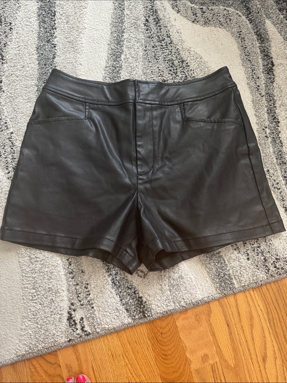 Sanctuary Black High-Waist Faux Leather Shorts